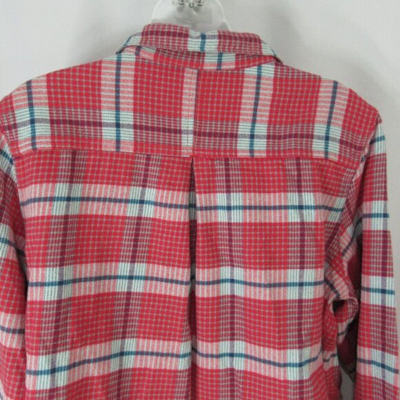 Woolrich Plaid Flannel XL Womens Pink Red Button Up Pockets 100% Cotton - Picture 3 of 9